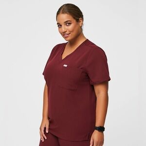 Figs Women’s Catarina One-Pocket Scrub Top, Size: XL, Color: Burgundy